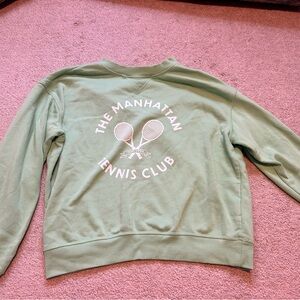H&M Womens Green Cotton Pullover Sweatshirt Pullover - Tennis Club